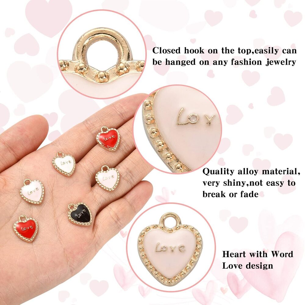 8411 40pcs Mixed Colors Love Heart Charms Enamel Valentine's Day Heart - Picture 3 of 6